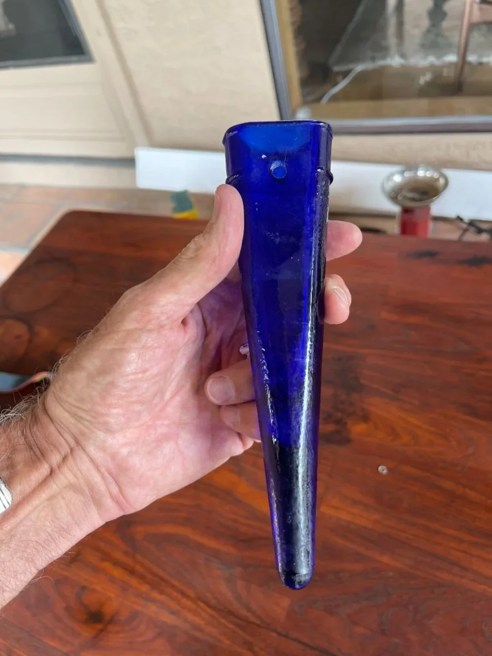 Art Deco Cobalt Blue Depression Dugan Glass Company Automobile Wall Pocket